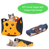 Felt Cat Tunnel & Play Mat – 3-in-1 Peephole Tube, Open Nest & Flat Mat for Cats & Kittens