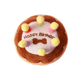 Birthday Cake Plush Dog Toy – Squeaky Chew Toy with Colourful Candles & Happy Birthday Embroidery
