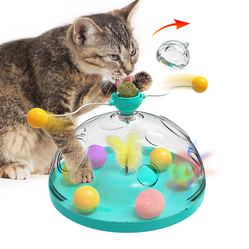 Cat Treasure Box – Multifunctional Interactive Toy with Catnip Ball, Teaser Wands, Feather & Treat Holes