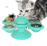 Spinning Windmill Cat Toy – Interactive Suction Cup Toy with Teeth Cleaning & Catnip Ball