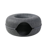 Donut Felt Cat Tunnel Nest – 2-in-1 Zipper Ring Tunnel & Open Nest Bed