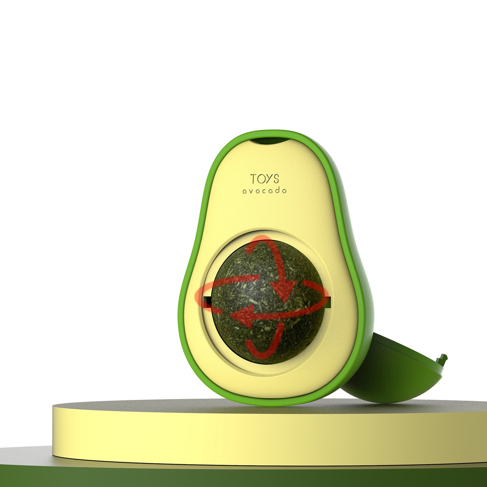 Avocado Catnip Ball Toy – 360° Rotating Mint & Gall Fruit Cat Toy