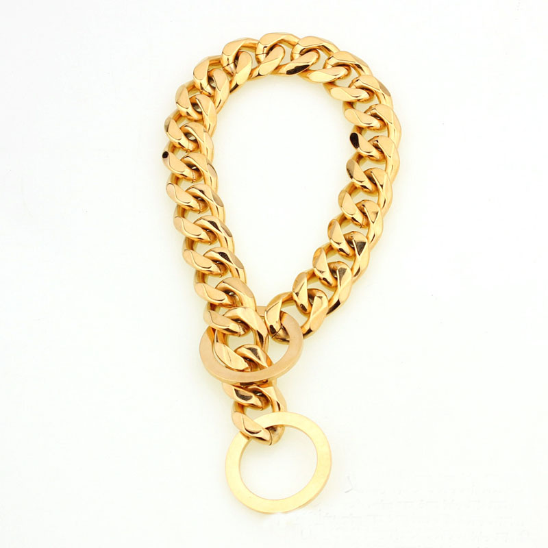 Heavy-Duty Stainless Steel Dog Traction Chain Collar
