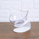 Tilted Cat Ear Pet Bowl — Angled Transparent Single Food Bowl for Cats & Dogs