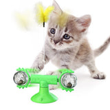 Spinning Windmill Cat Toy – Interactive Suction Cup Toy with Teeth Cleaning & Catnip Ball