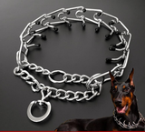 Chrome Pinch Dog Training Collar – Choke Chain with Rubber-Tipped Guardian | Sizes S–XL