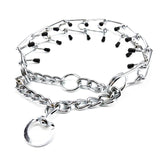 Chrome Pinch Dog Training Collar – Choke Chain with Rubber-Tipped Guardian | Sizes S–XL