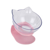 Tilted Cat Ear Pet Bowl — Angled Transparent Single Food Bowl for Cats & Dogs