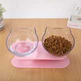 Tilted Cat Ear Pet Bowl — Angled Transparent Single Food Bowl for Cats & Dogs