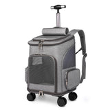 Portable Folding Pet Trolley Backpack — Travel Carrier with Universal Wheels