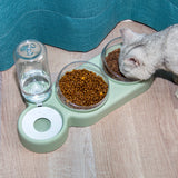 Elevated Double Pet Feeder with Water Fountain | Dry & Wet Separation Bowl for Dogs & Cats
