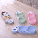 Elevated Double Pet Feeder with Water Fountain | Dry & Wet Separation Bowl for Dogs & Cats