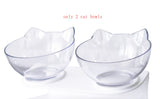 Tilted Cat Ear Pet Bowl — Angled Transparent Single Food Bowl for Cats & Dogs