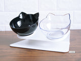 Tilted Cat Ear Pet Bowl — Angled Transparent Single Food Bowl for Cats & Dogs