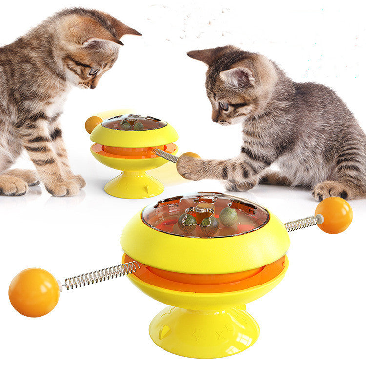 Catnip Turntable Cat Toy – Spinning Rotatable Ball Track with 3 Catnip Balls & Suction Cup Base