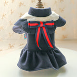 British Style Pet School Uniform Costume – Woolen Dog & Cat Outfit for Fall & Winter