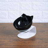 Tilted Cat Ear Pet Bowl — Angled Transparent Single Food Bowl for Cats & Dogs