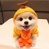 Fruit Print Dog Hoodie — Winter Warm Fleece Coat for Small Dogs