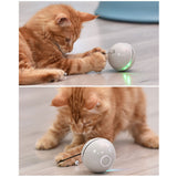Colorful LED Laser Automatic Ball – USB Rechargeable Interactive Cat Toy with Feather & Bell