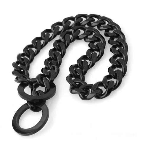 Heavy-Duty Stainless Steel Dog Traction Chain Collar