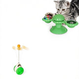 Spinning Windmill Cat Toy – Interactive Suction Cup Toy with Teeth Cleaning & Catnip Ball
