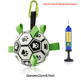 Inflatable Dog Sport Ball – Nylon Grab Tab Fetch & Tug-of-War Ball for Large Dogs & Border Collies