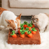 Carrot Plush Snuffle Mat – Interactive Pull-Out Vegetable Field Toy for Dogs & Cats