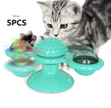 Spinning Windmill Cat Toy – Interactive Suction Cup Toy with Teeth Cleaning & Catnip Ball