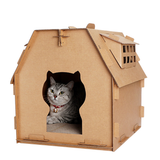 DIY Cardboard Cat House – Cat-Ear Entrance, Scratch Pad Floor & Ventilation Windows
