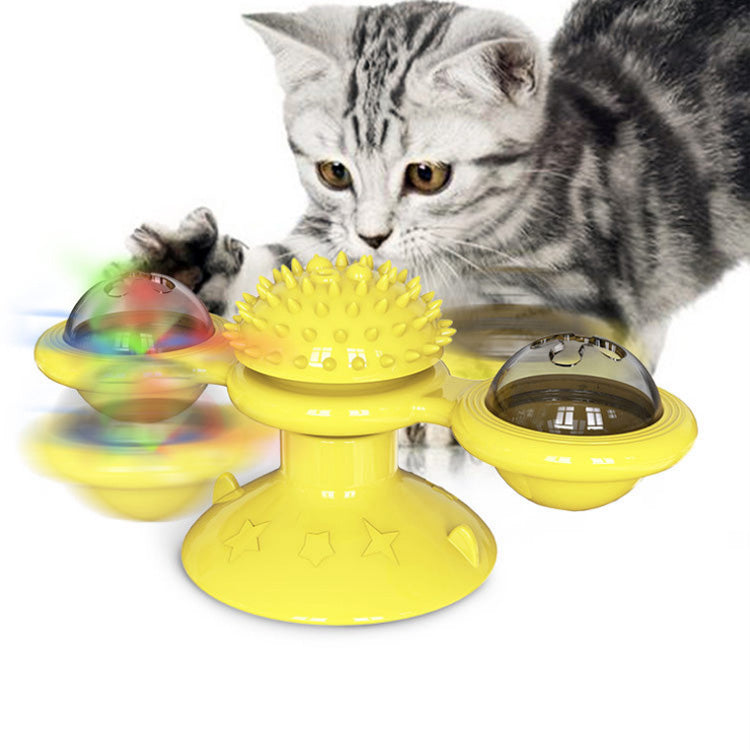 Suction Cup Windmill Cat Toy – Spinning Ball & Multi-Sensory Interactive Toy for Cats
