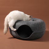 Donut Felt Cat Tunnel Nest – 2-in-1 Zipper Ring Tunnel & Open Nest Bed