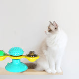 Spinning Windmill Cat Toy – Interactive Suction Cup Toy with Teeth Cleaning & Catnip Ball