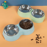 Double Stainless Steel Pet Bowl Set – Removable Food & Water Bowls with Non-Slip Base for Cats & Dogs