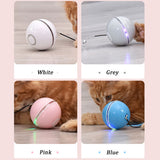 Colorful LED Laser Automatic Ball – USB Rechargeable Interactive Cat Toy with Feather & Bell