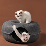 Donut Felt Cat Tunnel Nest – 2-in-1 Zipper Ring Tunnel & Open Nest Bed