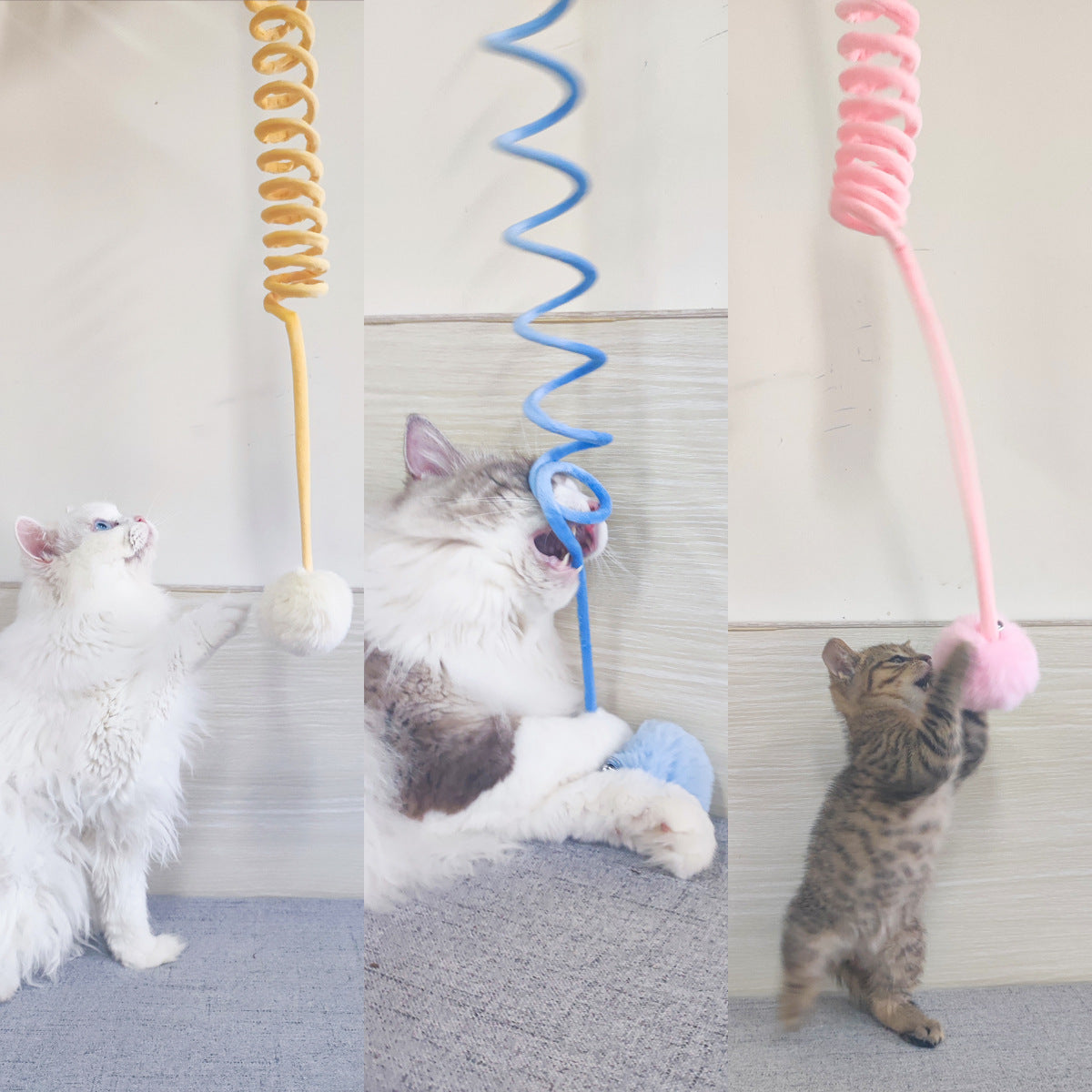 Suction Cup Spring Cat Toy – Self-Play Plush Ball & Bell Badminton Teaser