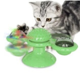 Spinning Windmill Cat Toy – Interactive Suction Cup Toy with Teeth Cleaning & Catnip Ball