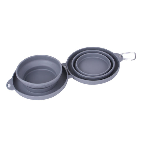 Foldable Double Pet Feeding Bowl | Portable Collapsible Food & Water Dish for Dogs & Cats