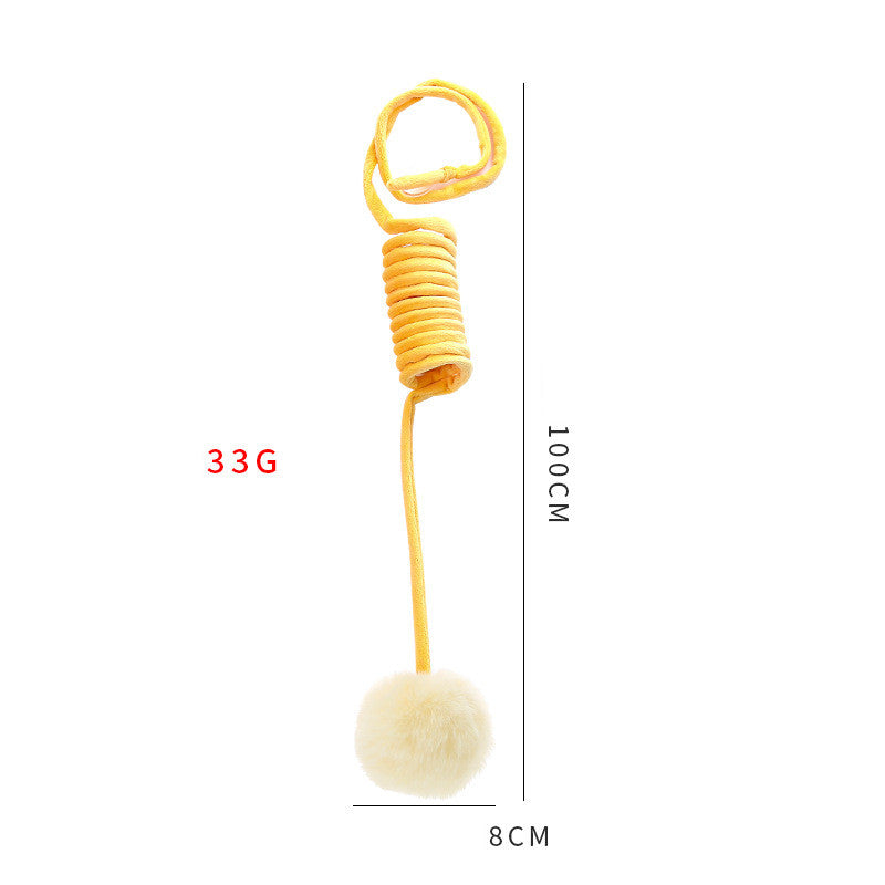 Suction Cup Spring Cat Toy – Self-Play Plush Ball & Bell Badminton Teaser