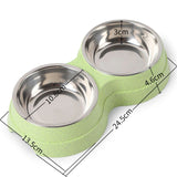 Double Stainless Steel Pet Bowl Set – Removable Food & Water Bowls with Non-Slip Base for Cats & Dogs