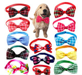 Plaid Bow Tie Collar for Dogs & Cats – 8 Colors, Single or 2-Pack