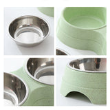 Double Stainless Steel Pet Bowl Set – Removable Food & Water Bowls with Non-Slip Base for Cats & Dogs