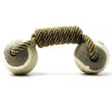 Dumbbell Rope Tennis Ball Dog Toy – Braided Cotton Knot Chew & Teeth Cleaning Toy