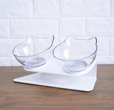 Tilted Cat Ear Pet Bowl — Angled Transparent Single Food Bowl for Cats & Dogs