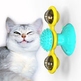 Spinning Windmill Cat Toy – Interactive Suction Cup Toy with Teeth Cleaning & Catnip Ball
