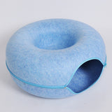 Donut Felt Cat Tunnel Nest – 2-in-1 Zipper Ring Tunnel & Open Nest Bed
