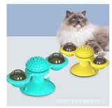 Spinning Windmill Cat Toy – Interactive Suction Cup Toy with Teeth Cleaning & Catnip Ball