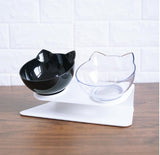 Tilted Cat Ear Pet Bowl — Angled Transparent Single Food Bowl for Cats & Dogs