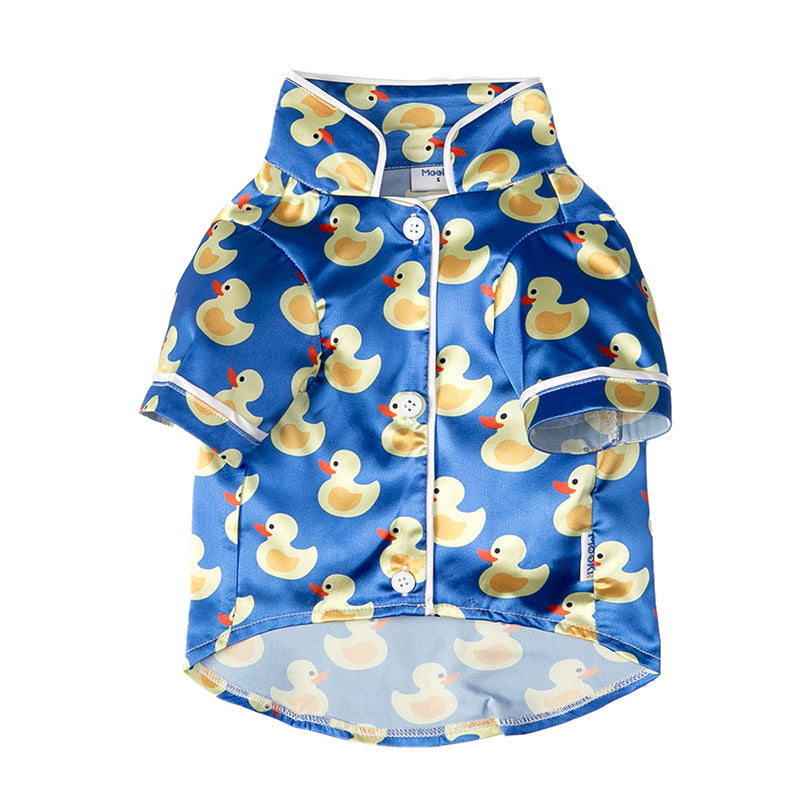 Cozy Duck Print Dog Pajamas | Soft Polyester Pet Onesie for Autumn & Winter