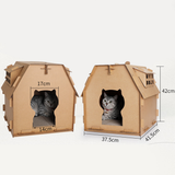 DIY Cardboard Cat House – Cat-Ear Entrance, Scratch Pad Floor & Ventilation Windows